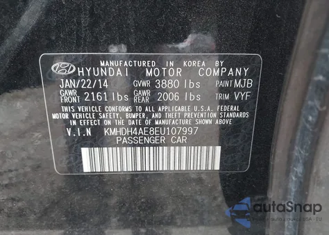 2014 Hyundai Elantra Se из США, поврежденный, VIN KMHDH4AE8EU107997